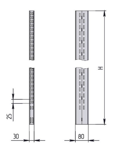 Стойка передняя 30х30 СД300.50.01.000СБ для стеллажа Русь СД