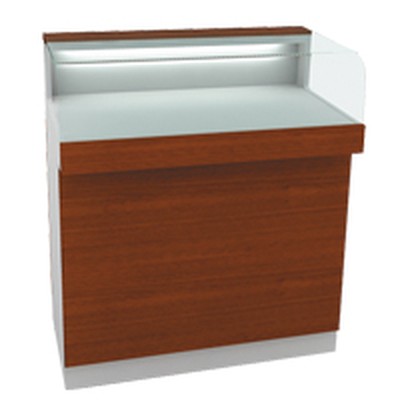 Прилавок торговый 04 Passage высокий прямой с освещением со стеклянным верхом (гнутое стекло)