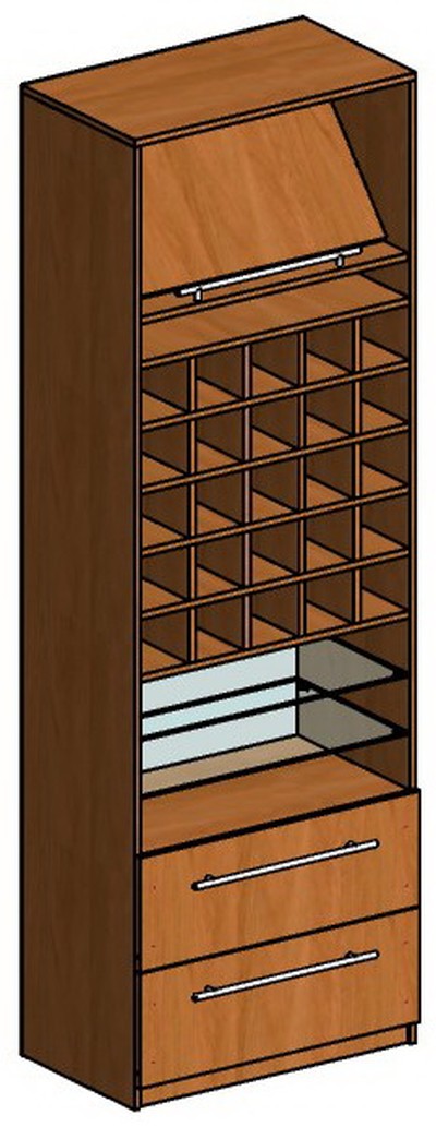 Шкаф для галстуков и рубашек 700 х 2100 х 400 мм (25 ячеек) 