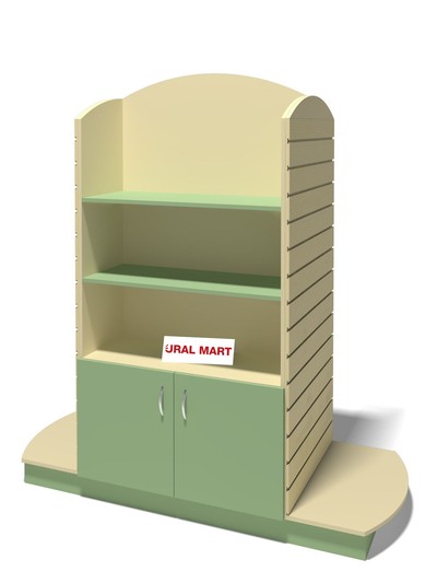 Стеллаж островной с деревянными полками и тарником Сао-0116тд 