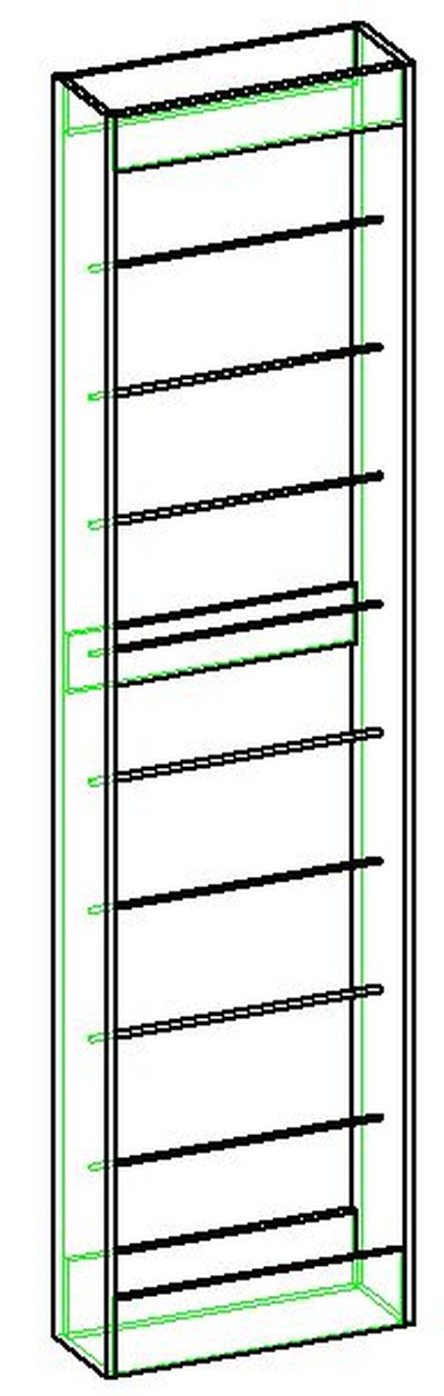 Стеллаж для обоев пристенный без подиума (обои 1090мм) 
