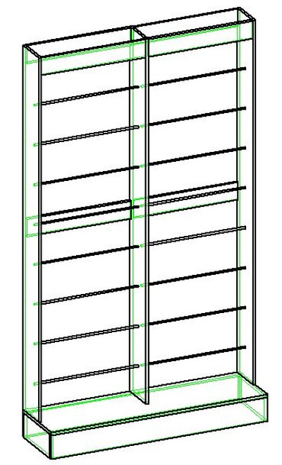 Стеллаж для обоев пристенный с подиумом двойной (обои 530мм) 