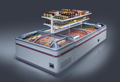 Надстройка 2-уровневая двухсторонняя без ценникодержателя и подсветки для ларя London 185