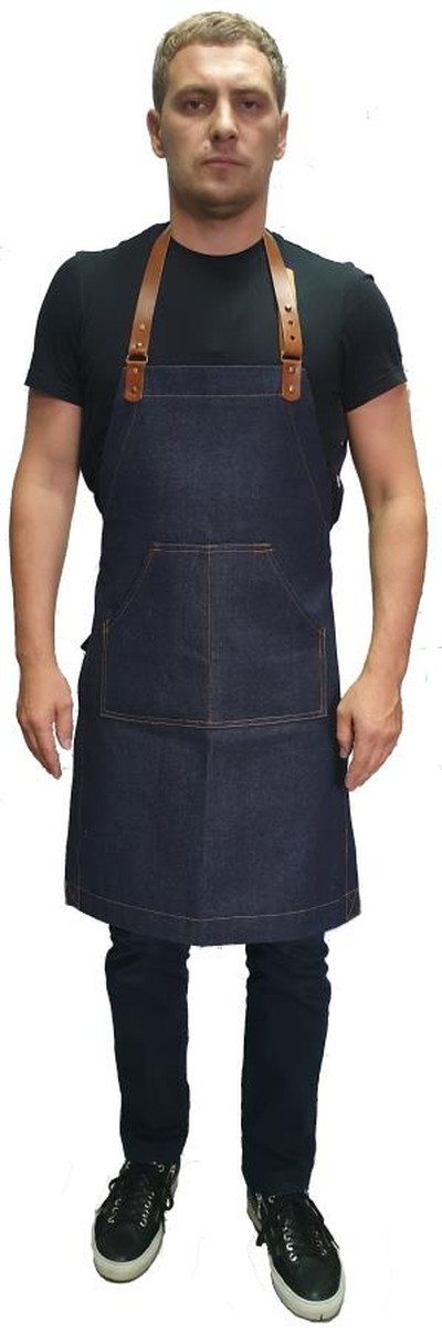 Фартук мужской джинсовый с кожей