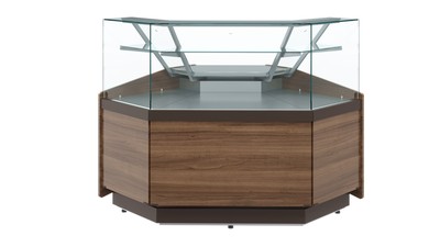 Кондитерская нейтральная витрина Полюс KC80 N-5 (Borneo) внешний угол 90°