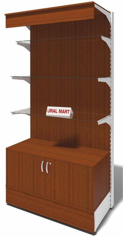 Стеллаж пристенный с ЛДСП со ст.полками и тумбой СПУ - ПсТ 90х235 