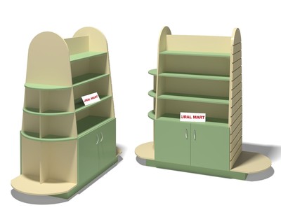 Стеллаж островной радиусные полки, экономпанель, тарник Сао-0116рэ 