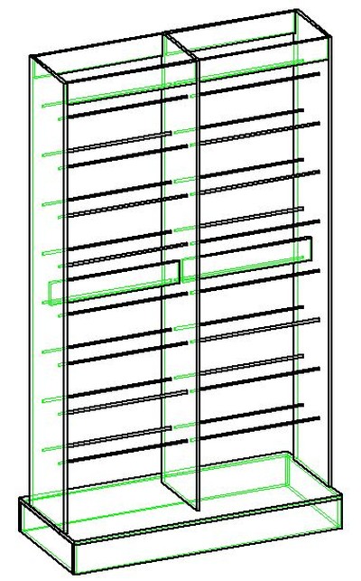 Стеллаж для обоев островной с подиумом двусторонний двойной (обои 530мм) 