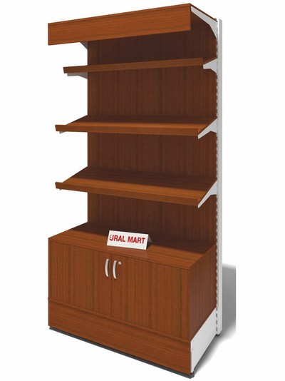 Стеллаж пристенный с ЛДСП с наклонными полками и тумбой СПУ - ПнТ 90х235 