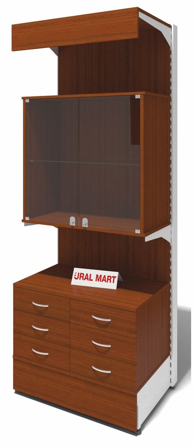 Стеллаж пристенный с ЛДСП с закрытыми полками и тумбой СПУ - ПзТ 60х235 