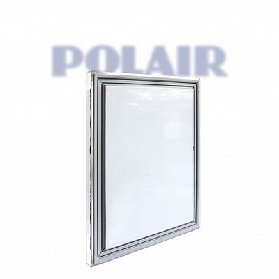 Дверь (СБ) радиусная левая для саладетты Polair, заливка, с новой втулкой шарнира