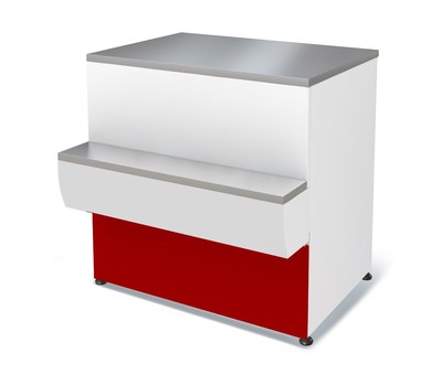 Прилавок П2629 1250 Марихолодмаш Таир расчетно-кассовый неохлаждаемый (красный/синий)