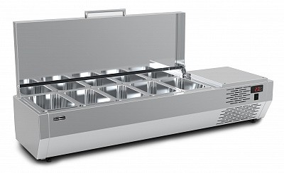Настольная охлаждаемая витрина Carboma A40 SM 1,2 с крышкой (3 GN1/3+1 GN1/2)