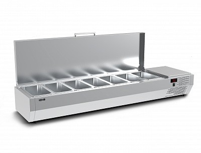 Настольная охлаждаемая витрина Carboma A40 SM 1,6 с крышкой (7 GN1/3)