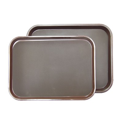 Поднос прорезиненный 455x355 мм, коричневый пластик