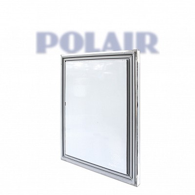 Дверь (СБ) радиусная правая для саладетты Polair, заливка, с новой втулкой шарнира