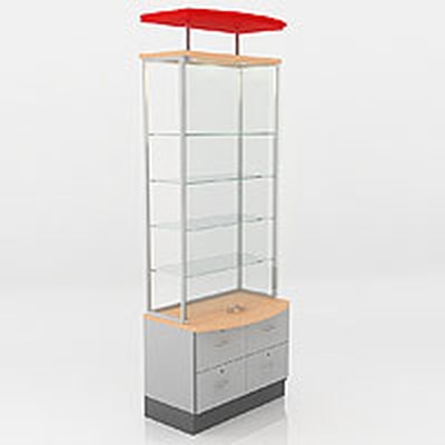 Витрина демонстрационная узкая с ящиками (остекленная) F4081 GS-S
