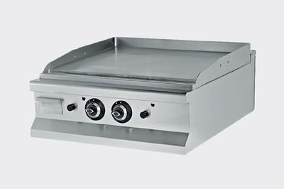 Газовый открытый гриль Fornazza 12 кВт настольный (1/2 плоский + 1/2 ребристый, хромированный)