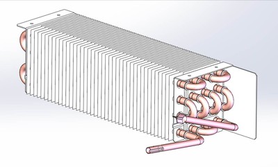 Батарея испарителя для Polair CM110-S (4х4х300, квадр.) патрубок 115мм шкаф Low Cost