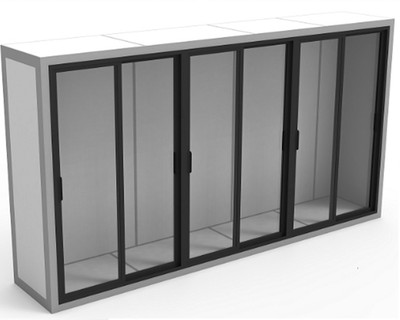 Камера профильная Север 0,08 КХ-010 (0,76*4,06*2,2) фасад по стороне 4,06 (м) - двери купе 6шт (3,855*h 1,955)