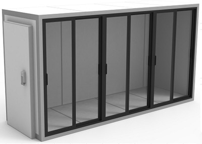 Камера профильная Север 0,08 КХ-010 (1,36*4,06*2,2) фасад по стороне 4,06 (м) - двери купе 6шт (3,855*h 1,955), СТ-РДО-800*1856