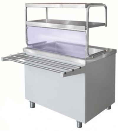 Прилавок для вторых блюд Iterma МЭ-2-1200/900 (с направляющей и полкой)