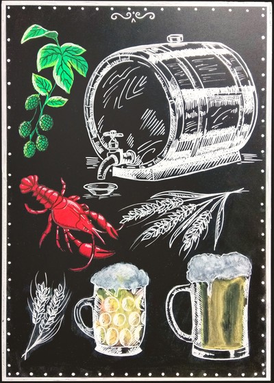 Меловая доска 700х500 мм без рамы с росписью