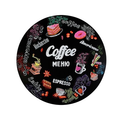 Меловая доска круглая 900 мм без рамы с росписью 