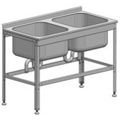 Стол с цельнотянутой мойкой, нержавеющая сталь, открытый с бортом 600х600х850 мм. (каркас разборный AISI 430)