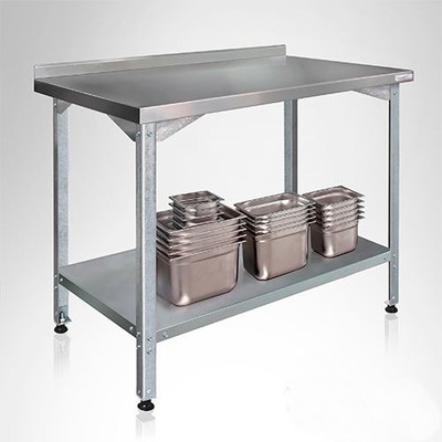 Стол производственный Финист СПЛ (1500х700х850) борт, полка сплошная и каркас оцинк.