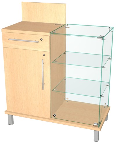 Прилавок торговый с местом под кассу Ника-35