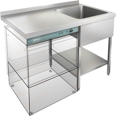 Моечная ванна НСО1МП-12/7БП с крылом под посудомоечную машину, мойка справа