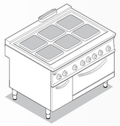 Плита 6-конфорочная 900 серии Tecnoinox PF12VE9
