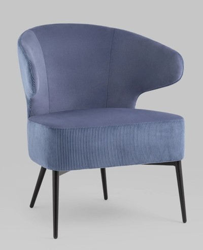 Кресло лаунж Royal Stripes велюр синий