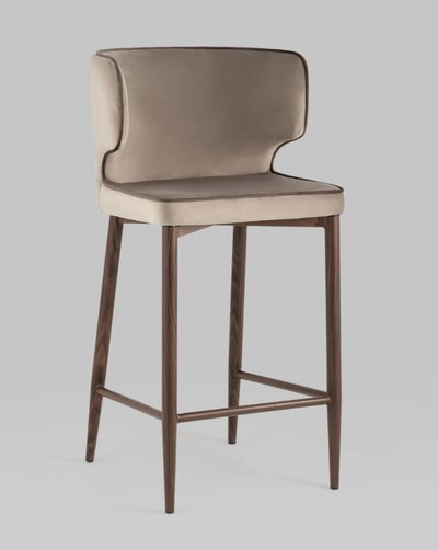 Стул полубарный Матео с кантом, велюр шампань