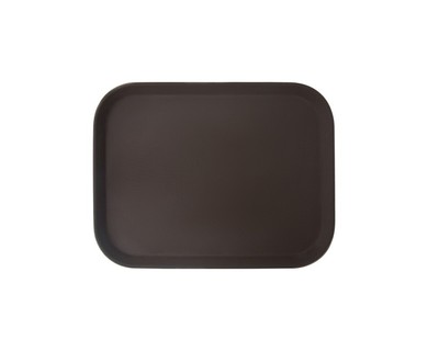 Поднос прорезиненный прямоугольный 460х360х30 мм коричневый