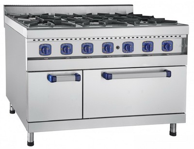 Газовая плита 6-конфорочная Abat ПГК-69ЖШ газовая духовка, нерж.