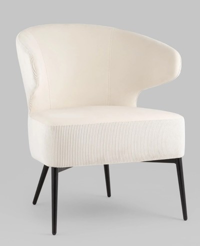 Кресло лаунж Royal Stripes велюр молочный