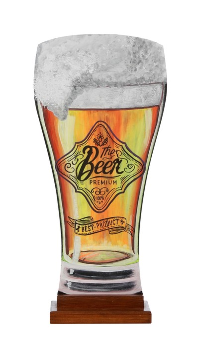 Меловая доска "Пивной бокал" на подставке с росписью