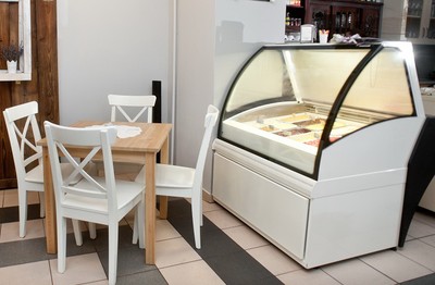 Прилавок для мороженого Sagitta 1,2 (белые металлические панели)