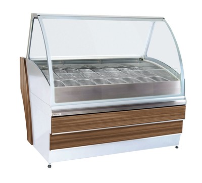 Прилавок для мороженого Sagitta 1,2 (орех тоскана, серебро)