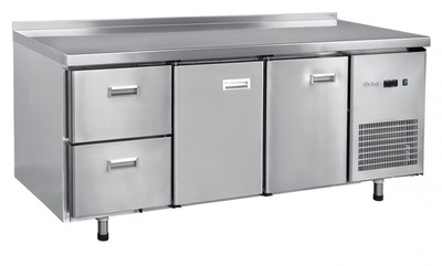 Стол холодильный Abat СХС-70-02 с бортом (дверь, дверь, ящики 1/2)