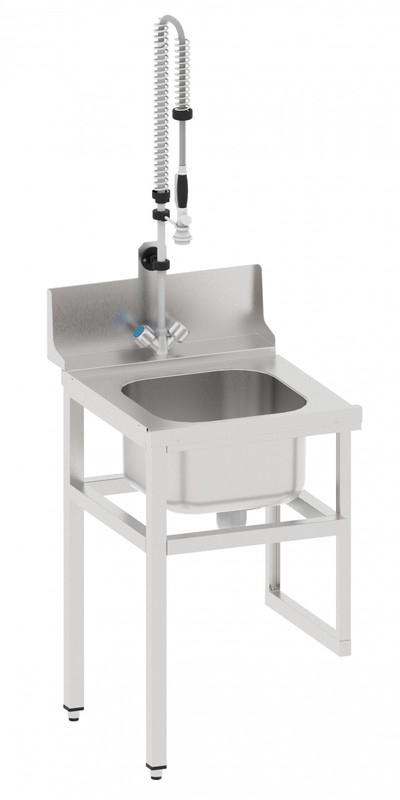 Стол предмоечный СПМП-6-0 (572х704 мм) душ-стойка, мойка цельнотянутая 400х400х250