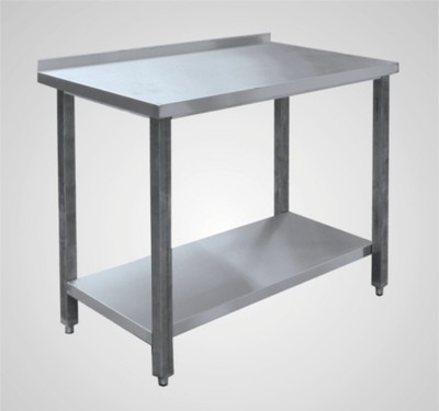 Стол пристенный с бортом СПРП-7-6 (каркас с полкой - нерж.)