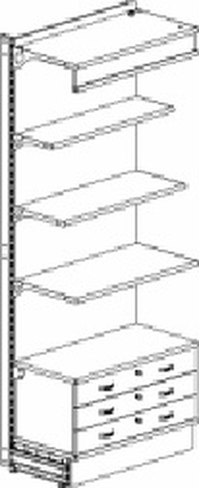 Стеллаж Praktisch торговый с полками из ДСП с тумбой и навесом с подсветкой