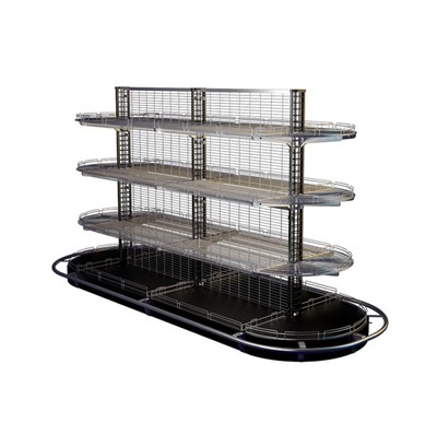 Стеллаж для магазина двухсторонний ITON Wire System с радиусной торцевой навеской