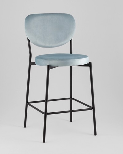 Стул полубарный Барбара велюр серо-голубой