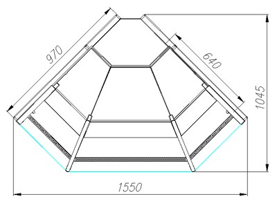 Холодильная витрина Palm 2 GC95 VM-5 KombiLux/INOX (ВХСу-1 Carboma, внешний угол 90)