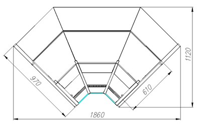 Холодильная витрина Palm 2 GC95 VM-6 KombiLux/INOX (ВХСу-2 Carboma, внутр. угол 90)